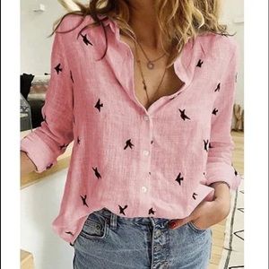Leisure Linen Lapel Shirts Button Cardigan Long/Sl Oversized Shirt Women BLOUSES